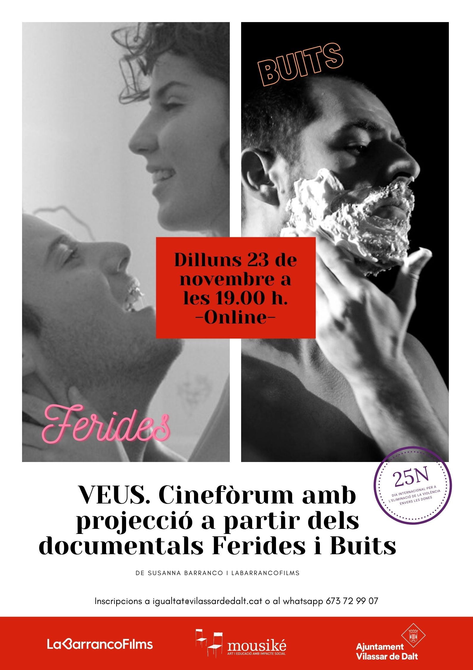 25N: Veus. Cinef&ograve;rum amb la projecci&oacute; dels documentals Ferides i Buits
