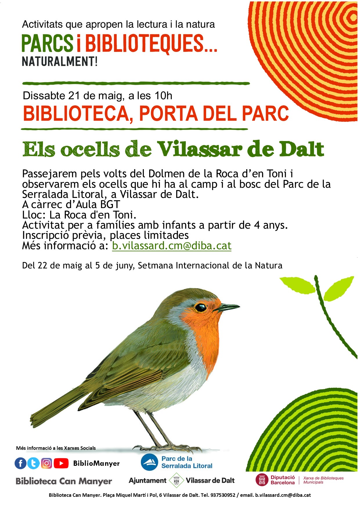 Biblioteca, porta al Parc: els ocells de Vilassar de Dalt