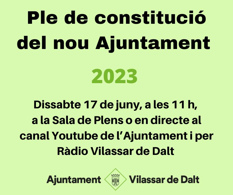 Ple de constitució del nou Ajuntament