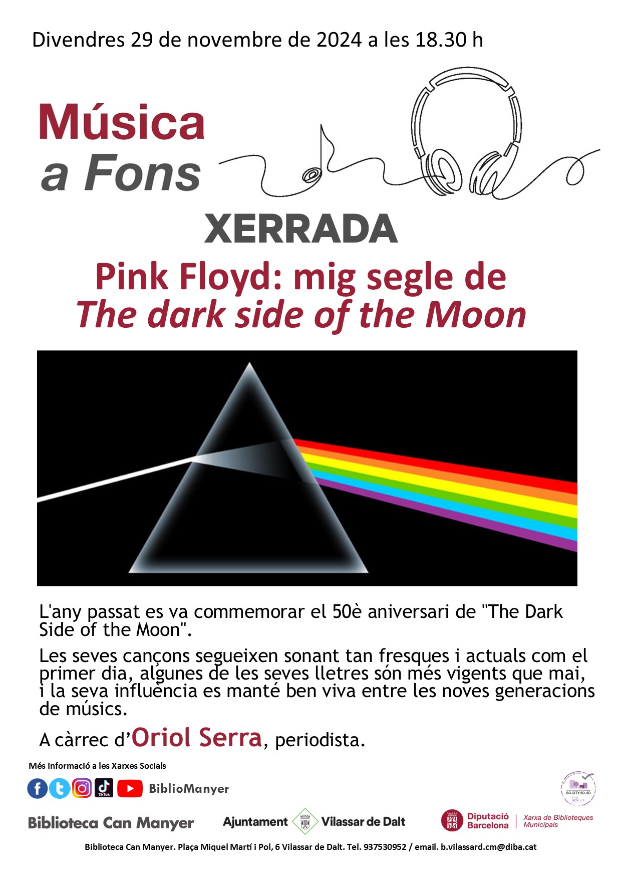 Xerrada 'Pink Floyd. Mig segle de The dark side of the moon'