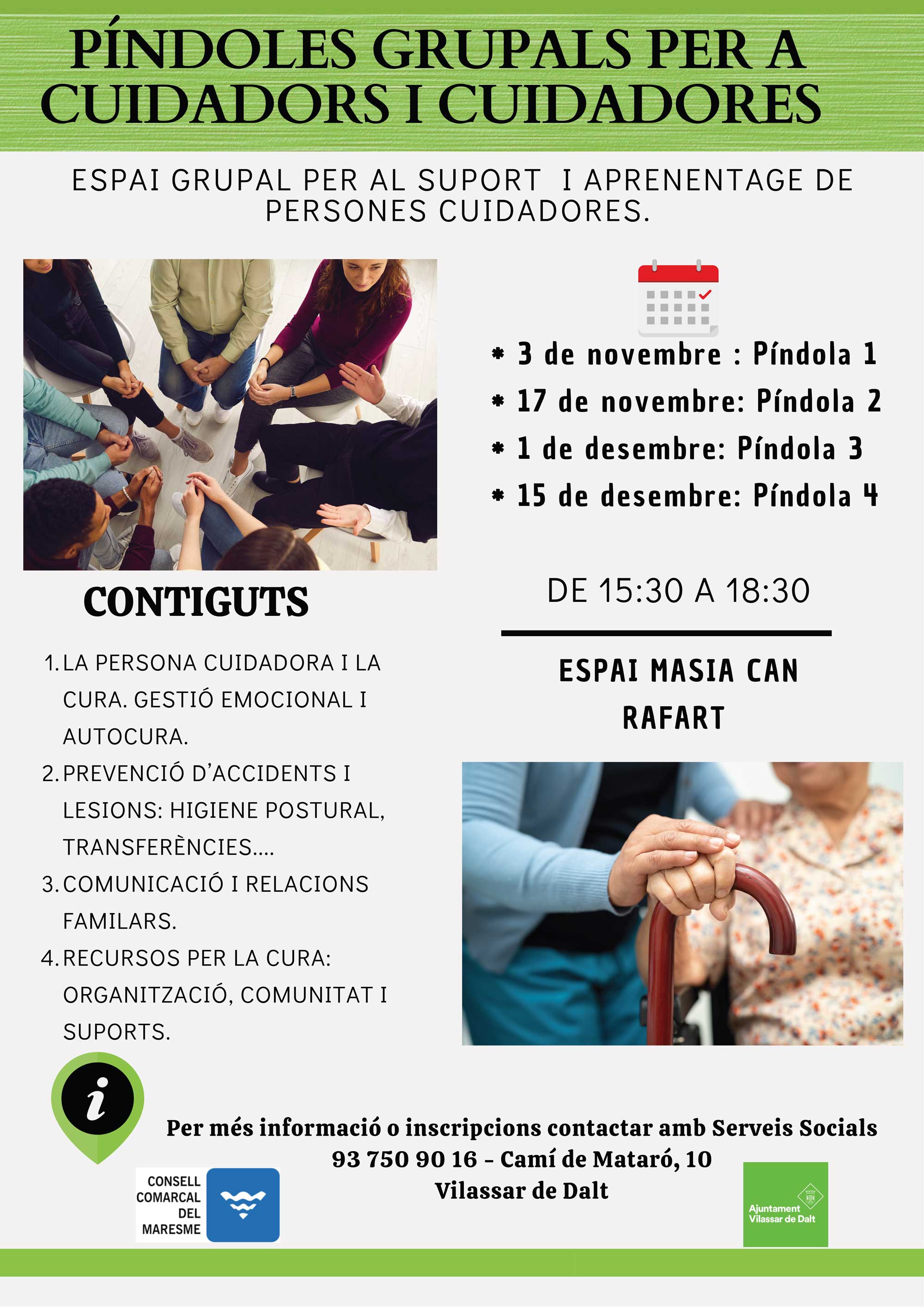 Píndoles grupals per a cuidadors i cuidadores