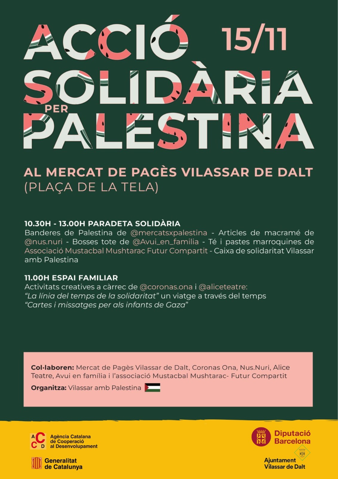 Acció solidària amb Palestina al Mercat de pagès