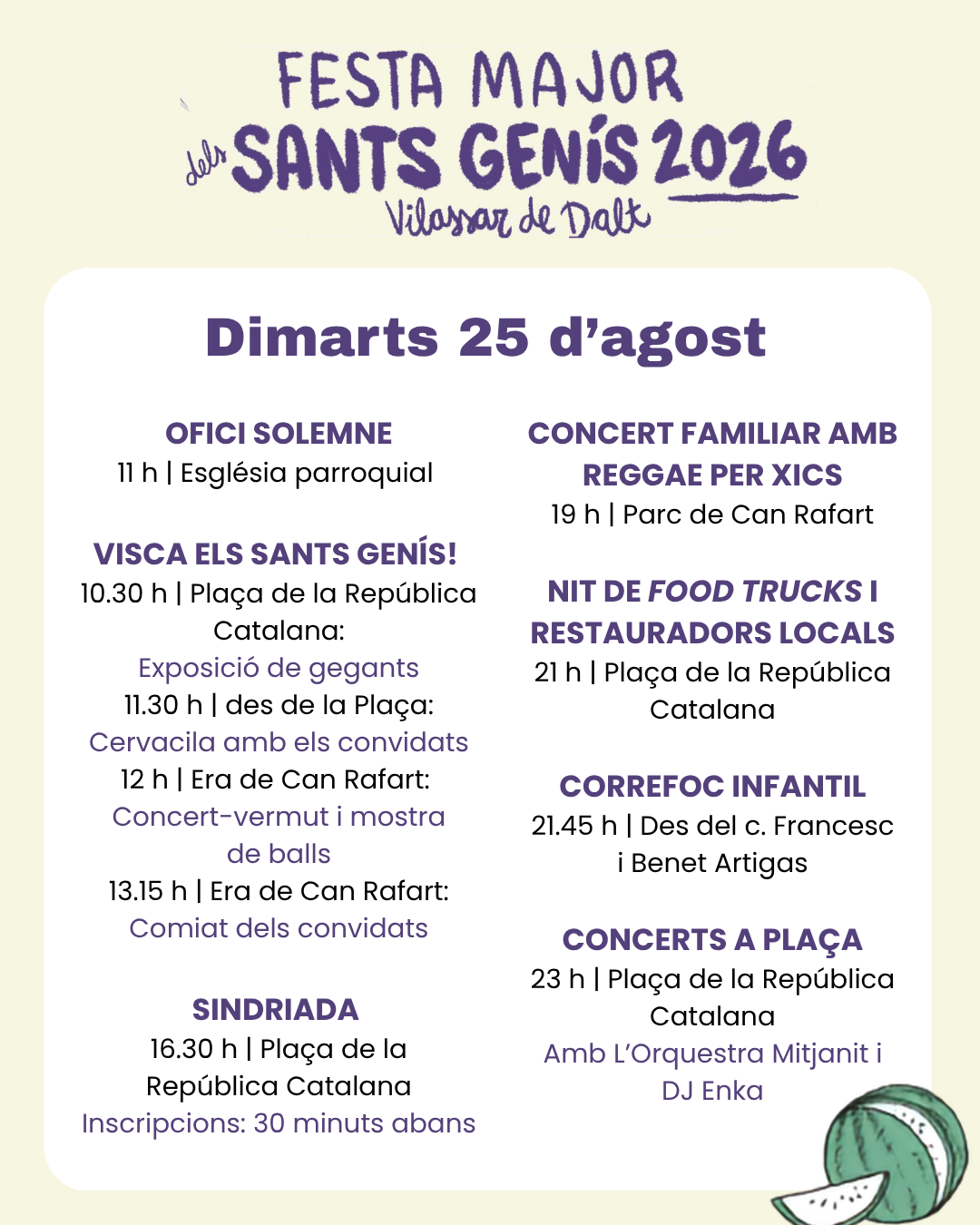 Sants Genís 26: dimarts 25 d'agost