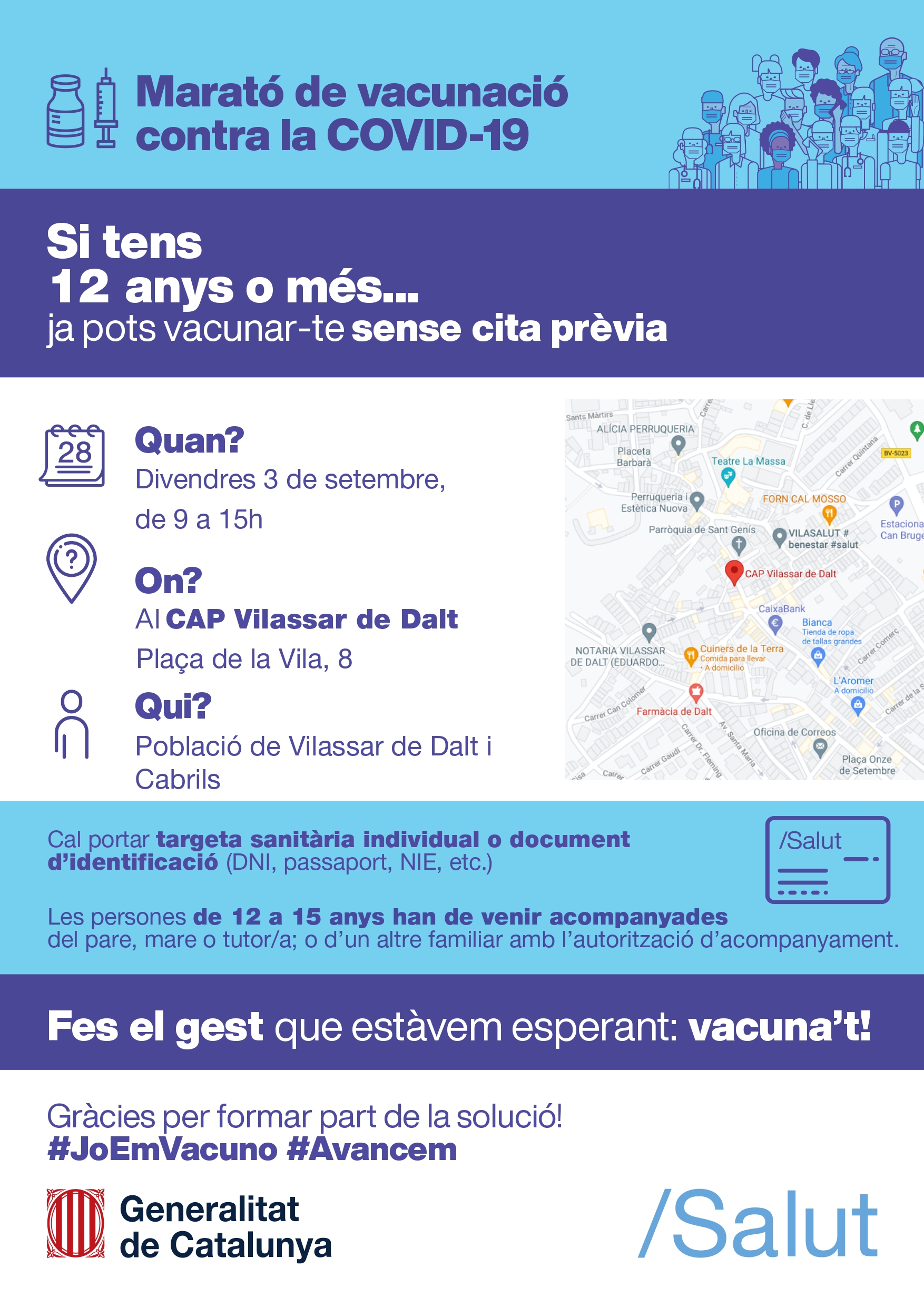 Divendres 3 de setembre: vacunació sense cita prèvia a Vilassar  