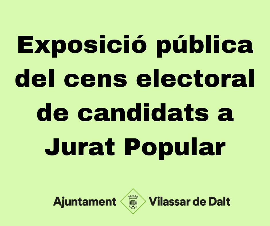 Exposició pública del cens corresponent al sorteig de candidats a jurat popular per al bienni 2025-2026