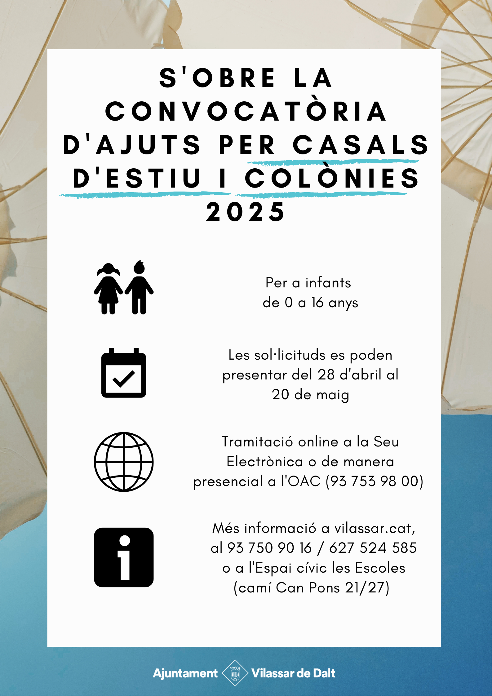 Oberta la convocatòria per sol·licitar ajuts per casals i colònies d'estiu